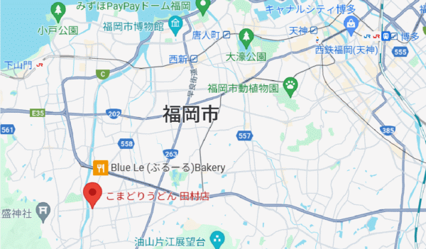 こまどりうどんの地図