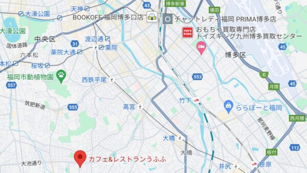 カフェうふふの地図